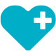 Icono de corazón azul con cruz de salud
